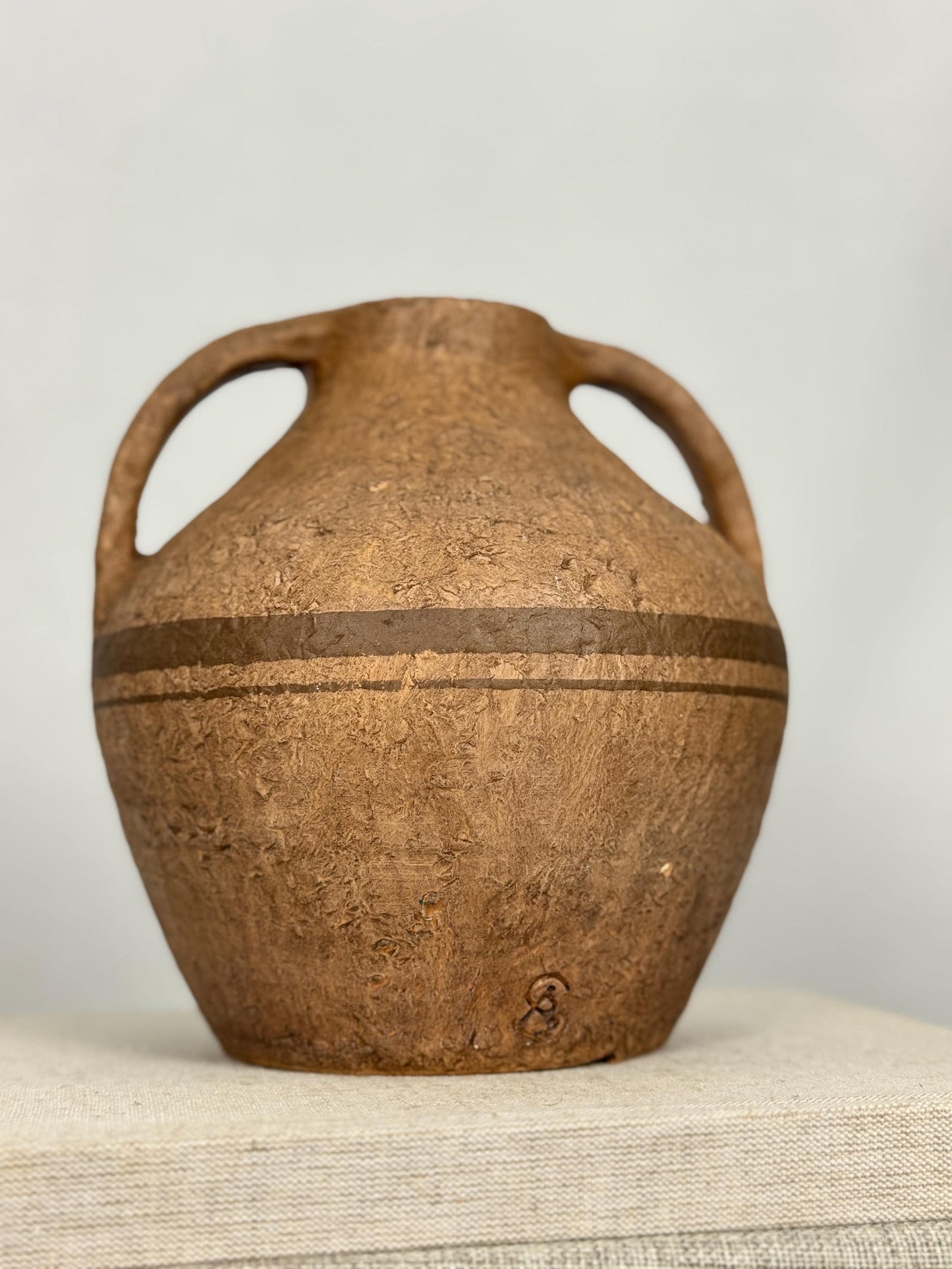 Vintage Pottery Vessel with Handles | Rustic Ceramic Vase | Vintage Amphora