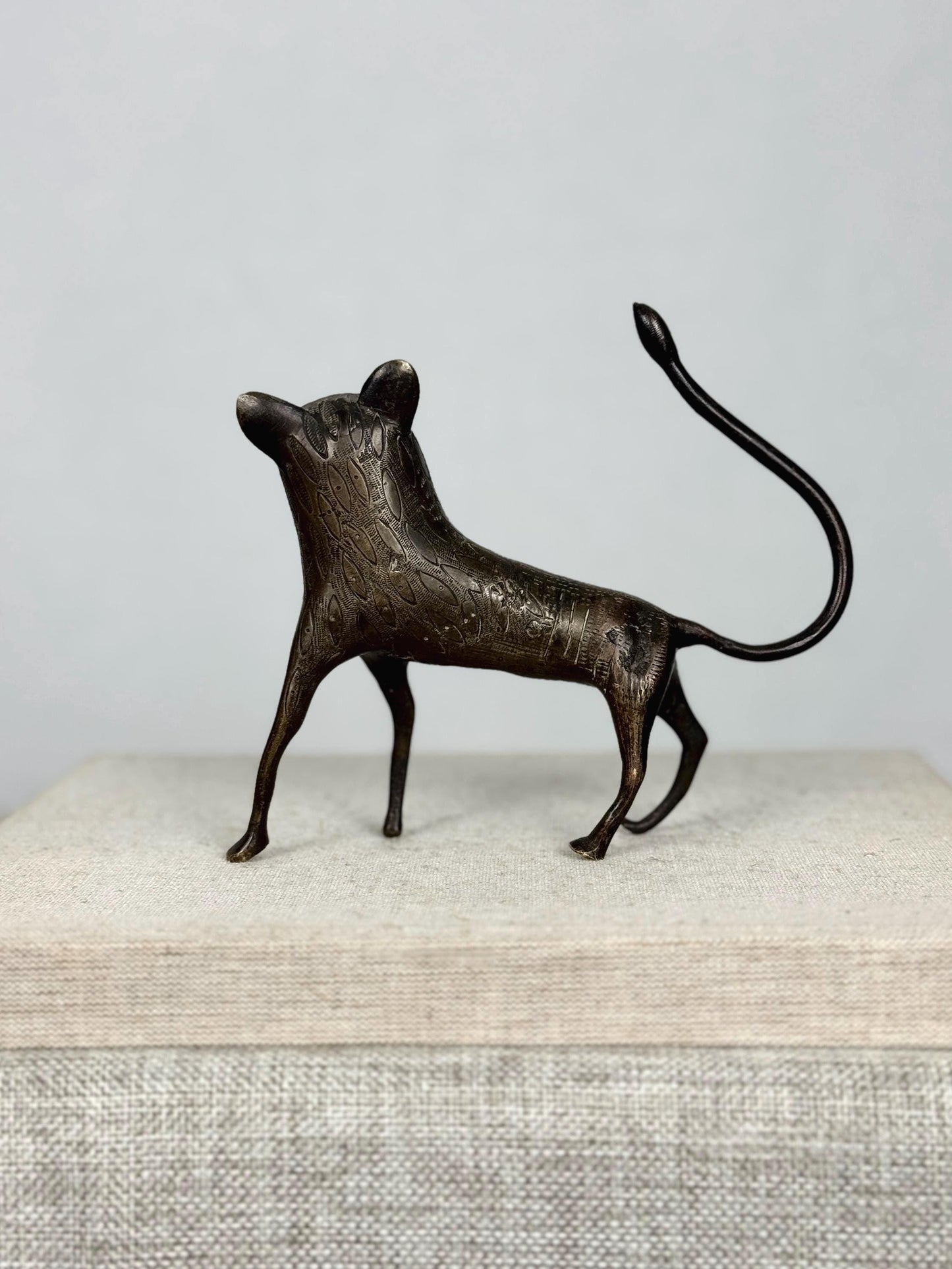 Vintage African Benin Bronze Leopard Sculpture | West African Sculpture | African Bronze Figure