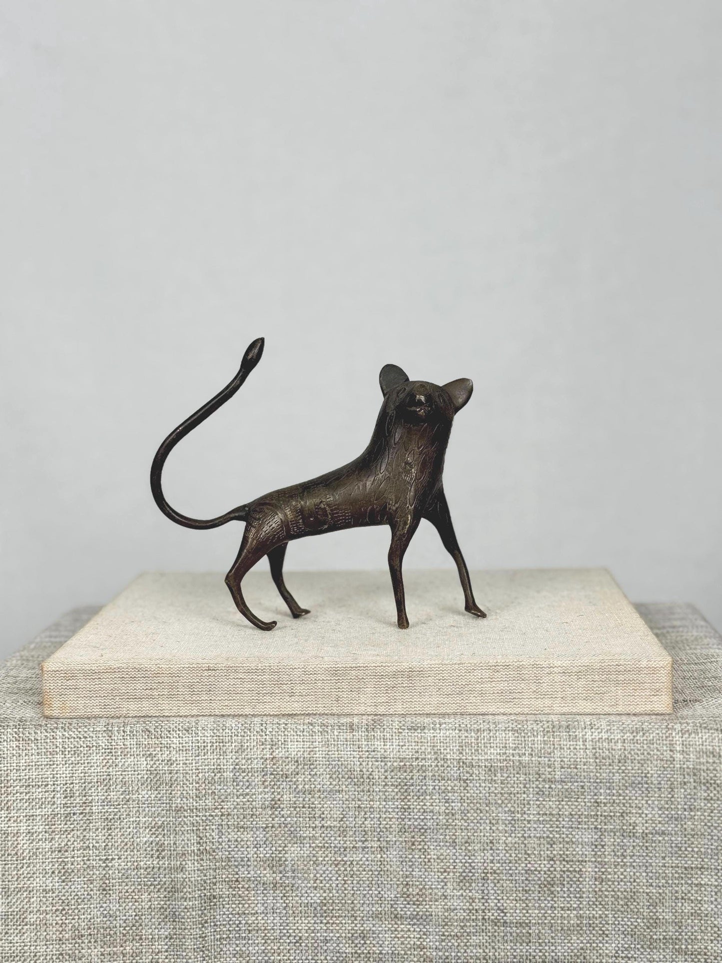 Vintage African Benin Bronze Leopard Sculpture | West African Sculpture | African Bronze Figure