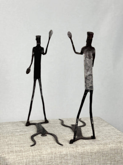 Brutalist Iron Dancing Men Bookends