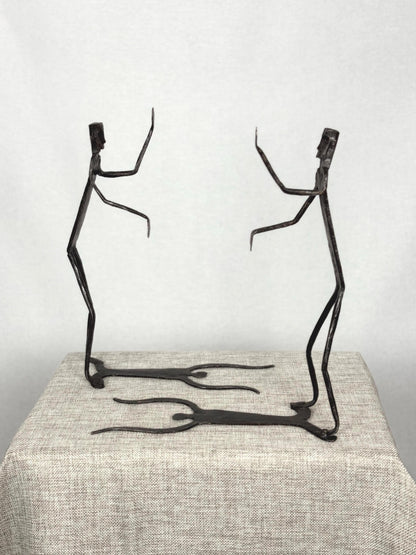 Brutalist Iron Dancing Men Bookends