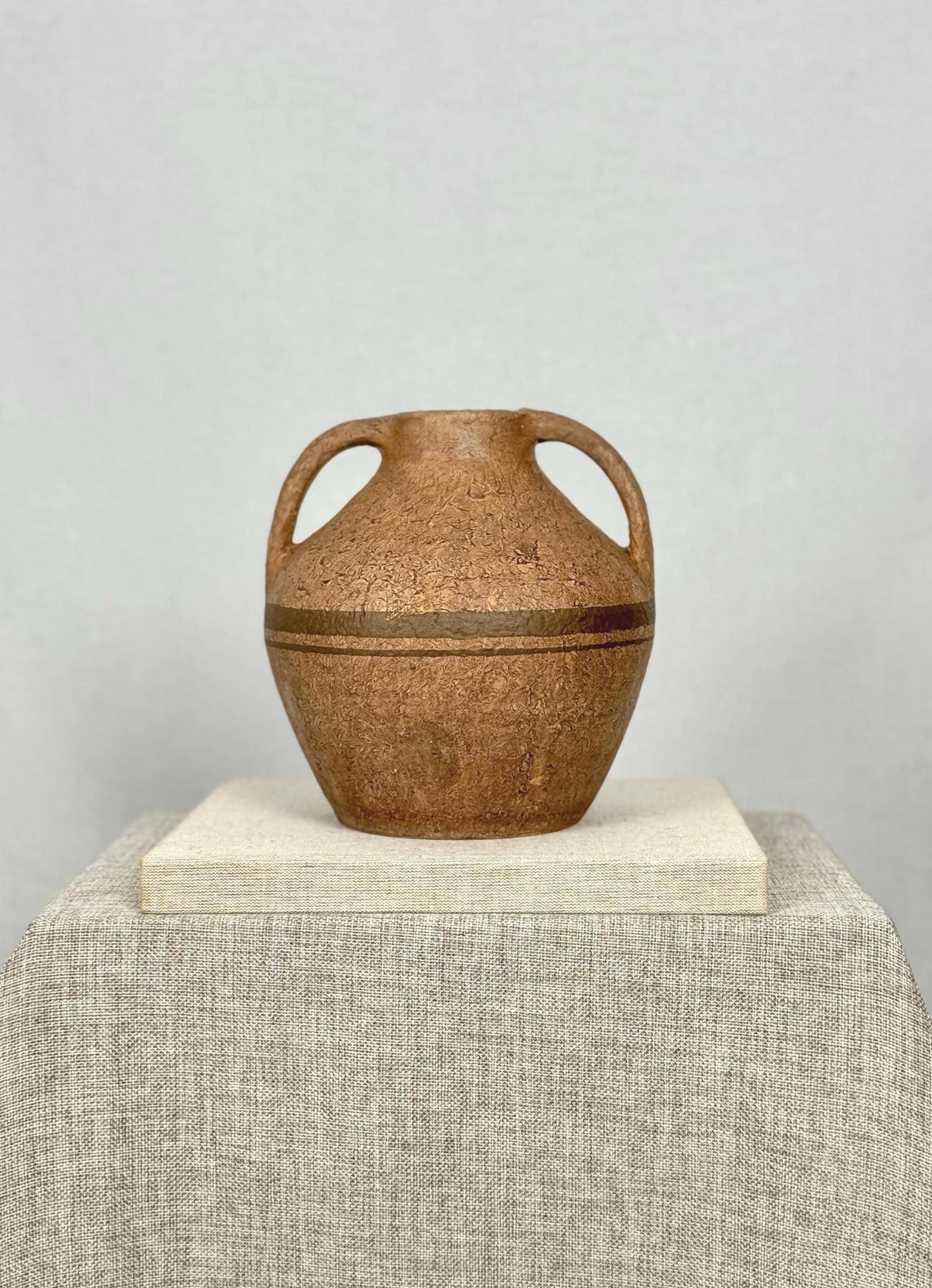 Vintage Pottery Vessel with Handles | Rustic Ceramic Vase | Vintage Amphora