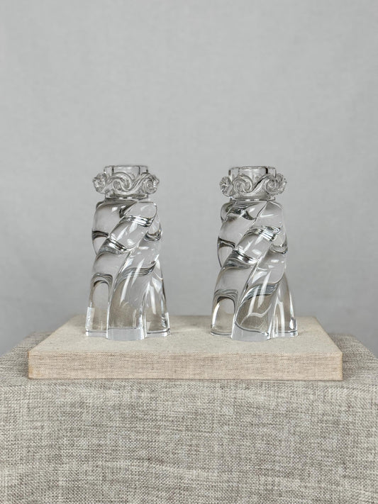 Baccarat Crystal Candlesticks Pair, 1970s