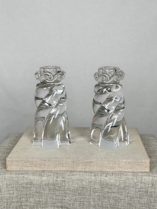 Baccarat Crystal Candlesticks Pair, 1970s