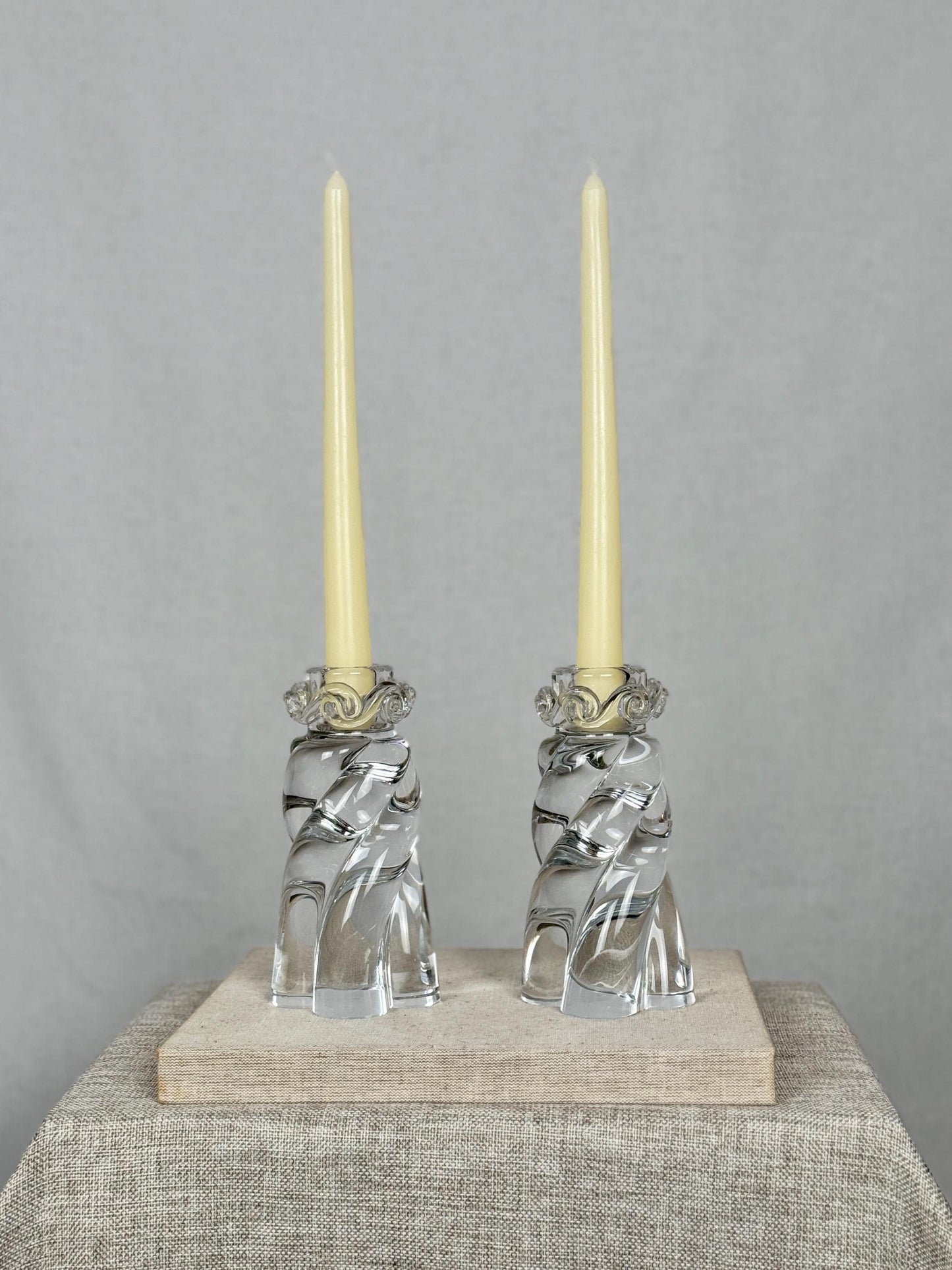 French Crystal Candlesticks Pair, Baccarat