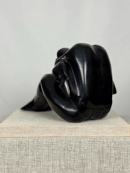 Modernist Weeping Man Wood Sculpture