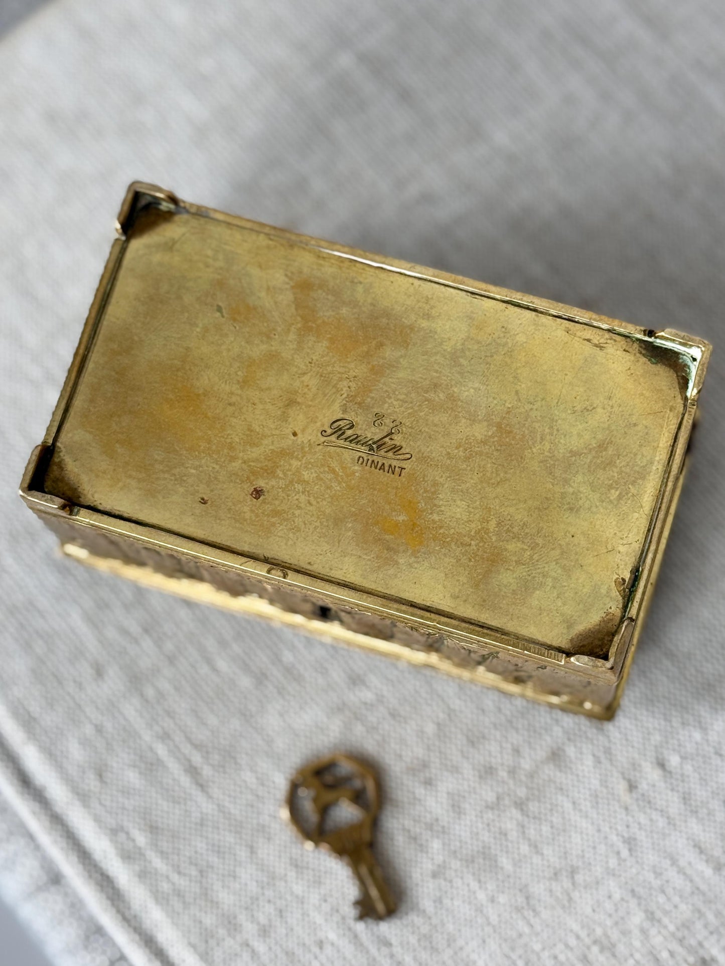 Raulin Dinant Brass Casket Box, 1950s