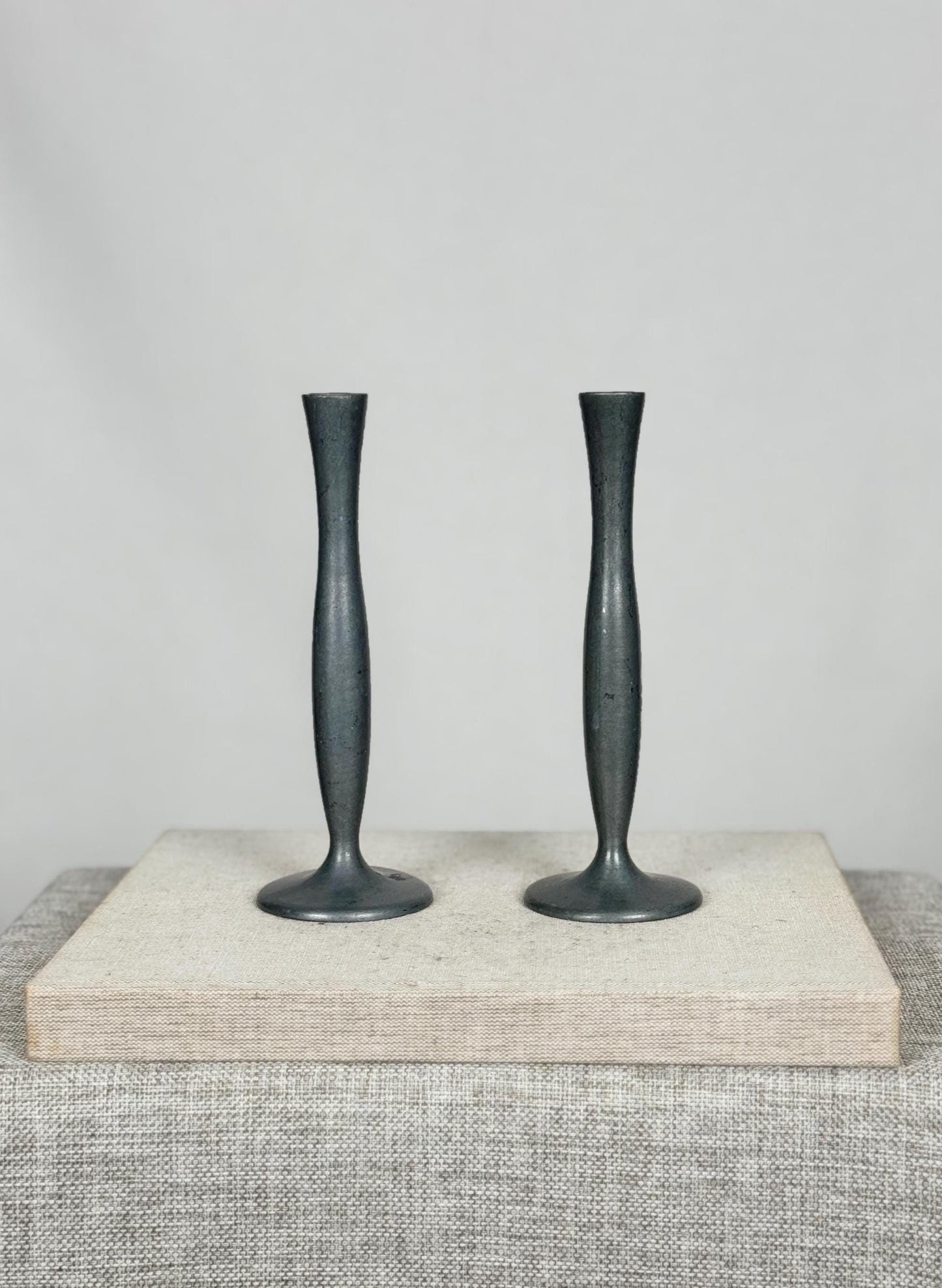 Scandinavian Pewter Bud Vase Pair