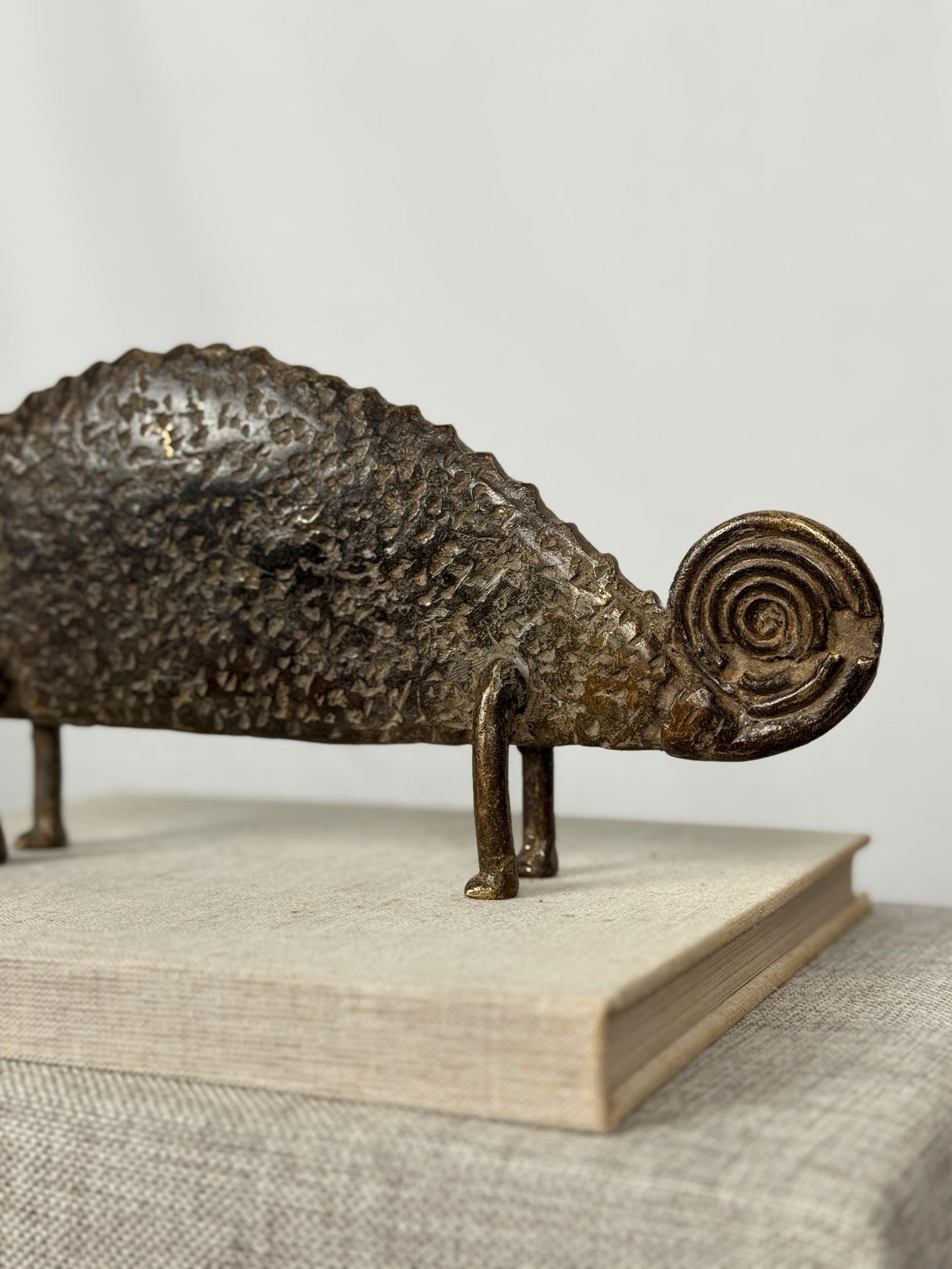 Burkina Faso Bronze Chameleon Sculpture, West African