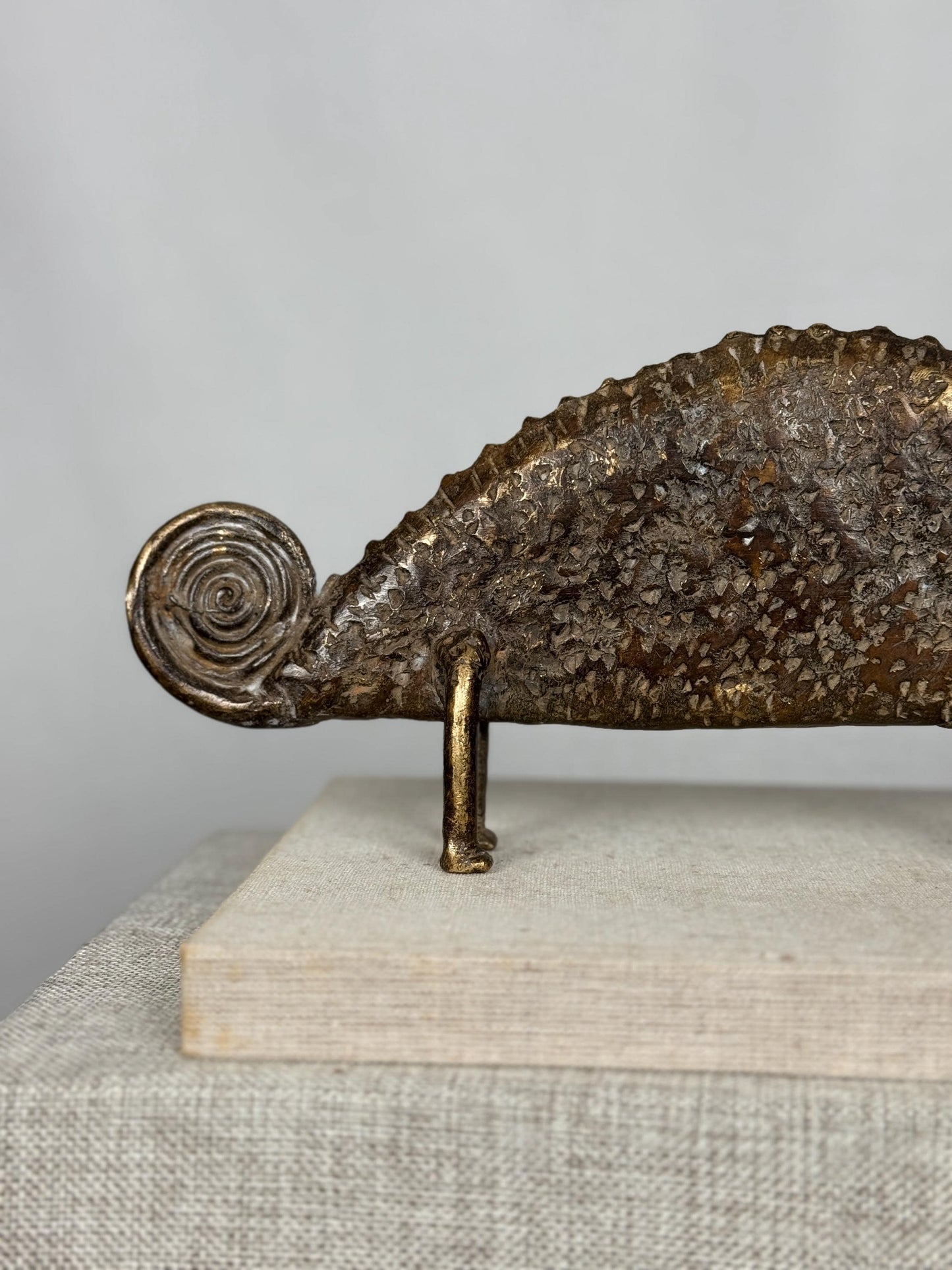 Burkina Faso Bronze Chameleon Sculpture, West African