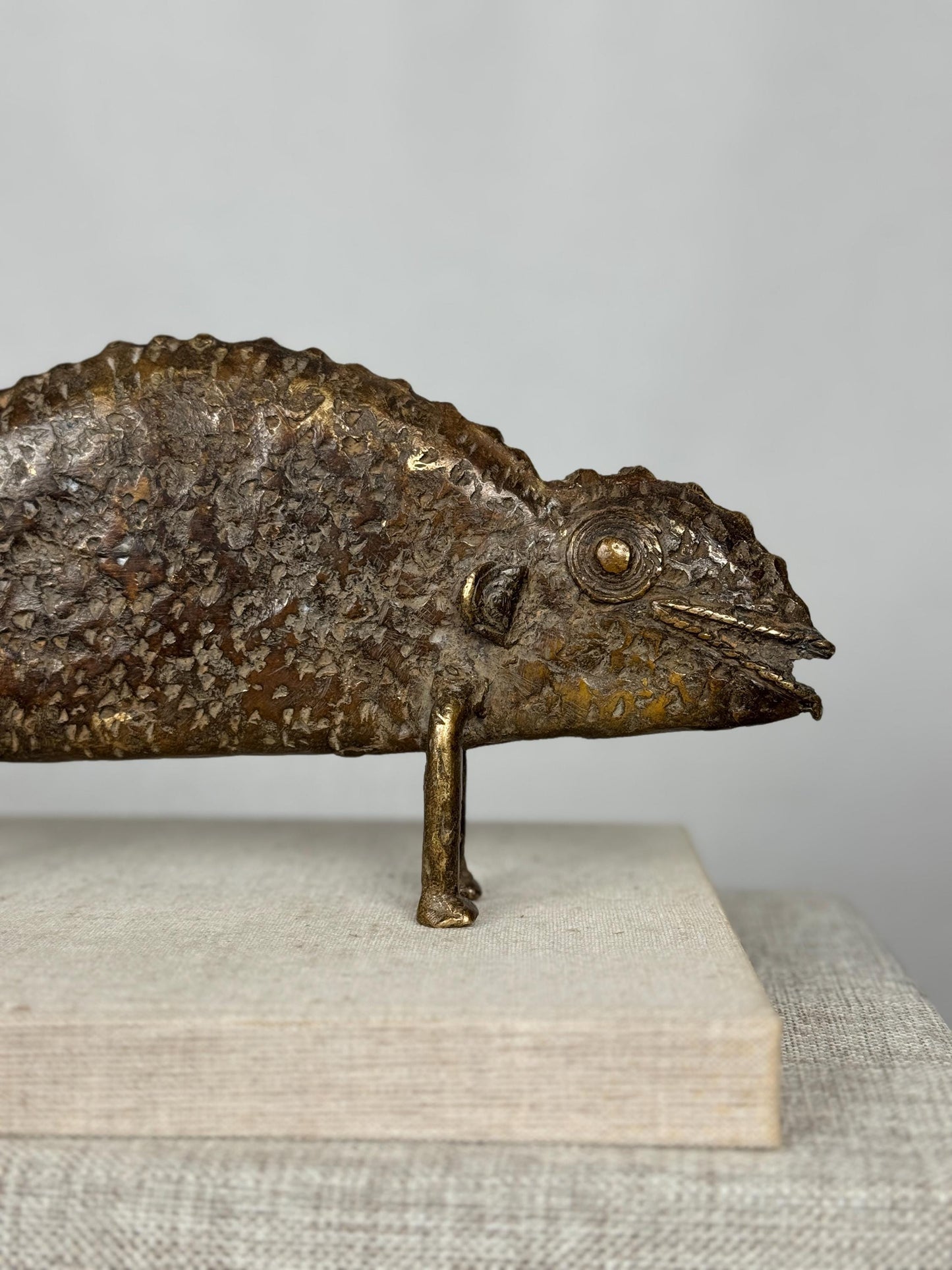 Burkina Faso Bronze Chameleon Sculpture, West African