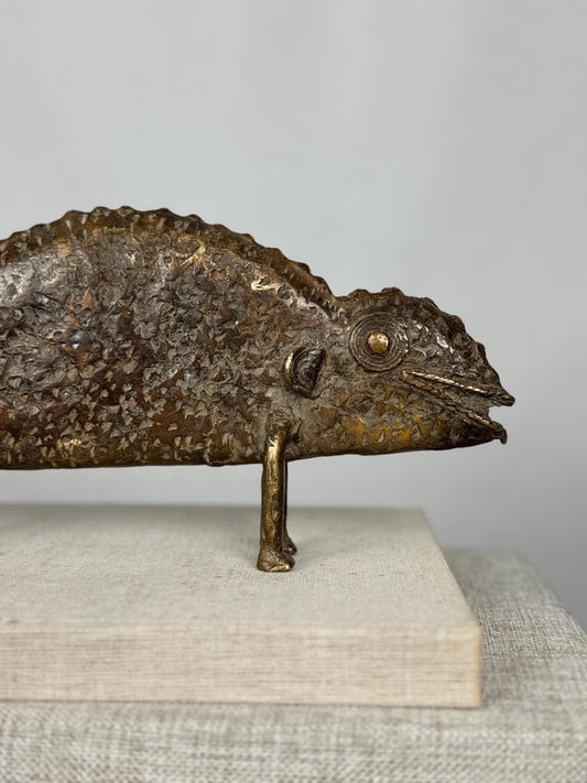 Burkina Faso Bronze Chameleon Sculpture, West African