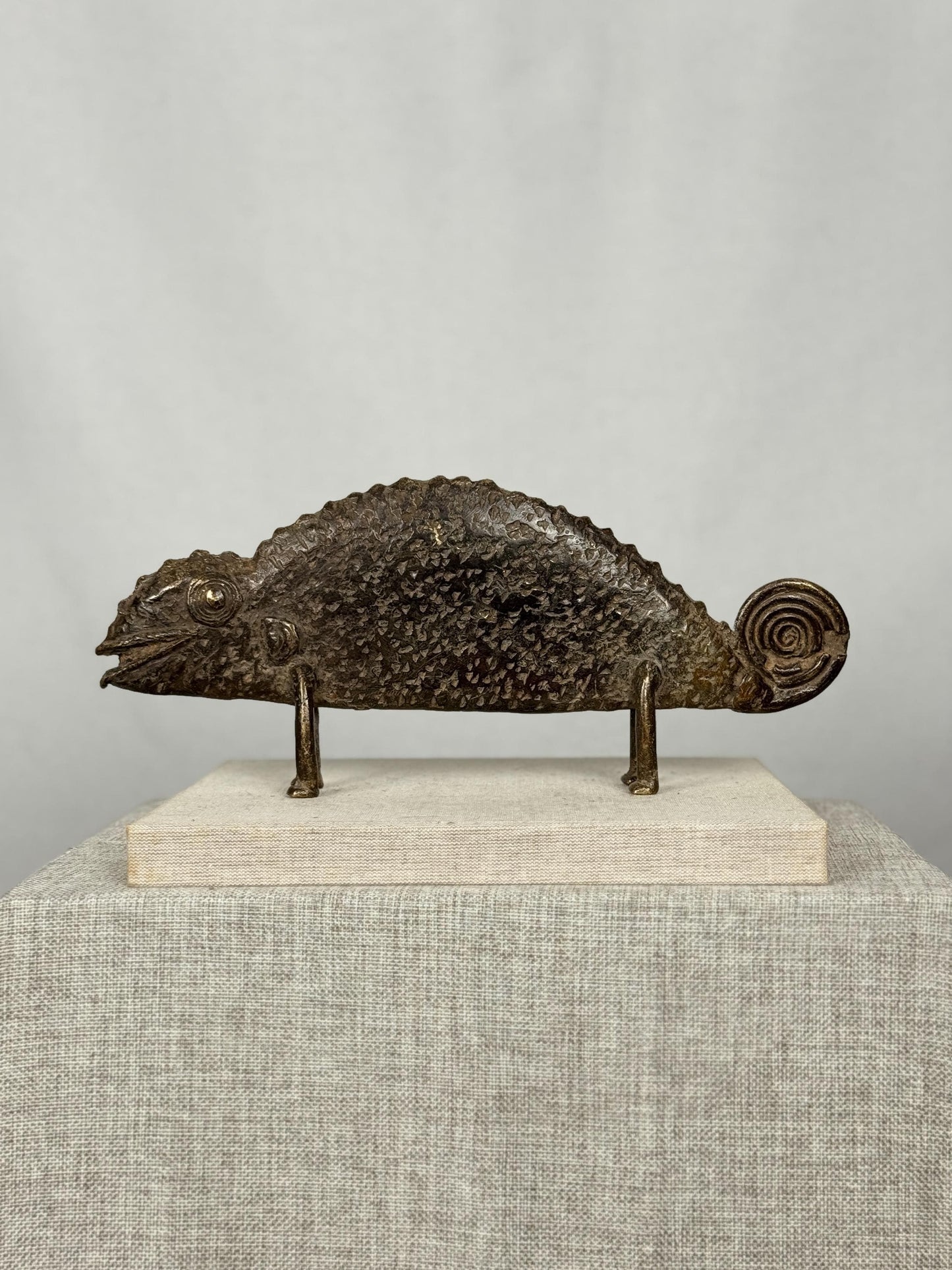 Burkina Faso Bronze Chameleon Sculpture, West African