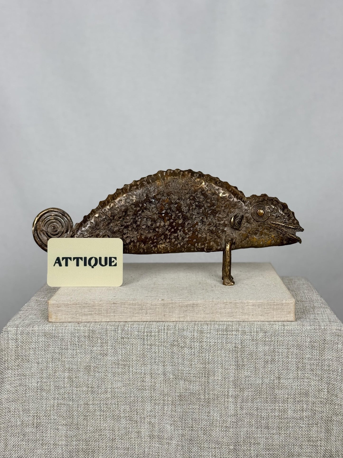 Burkina Faso Bronze Chameleon Sculpture, West African