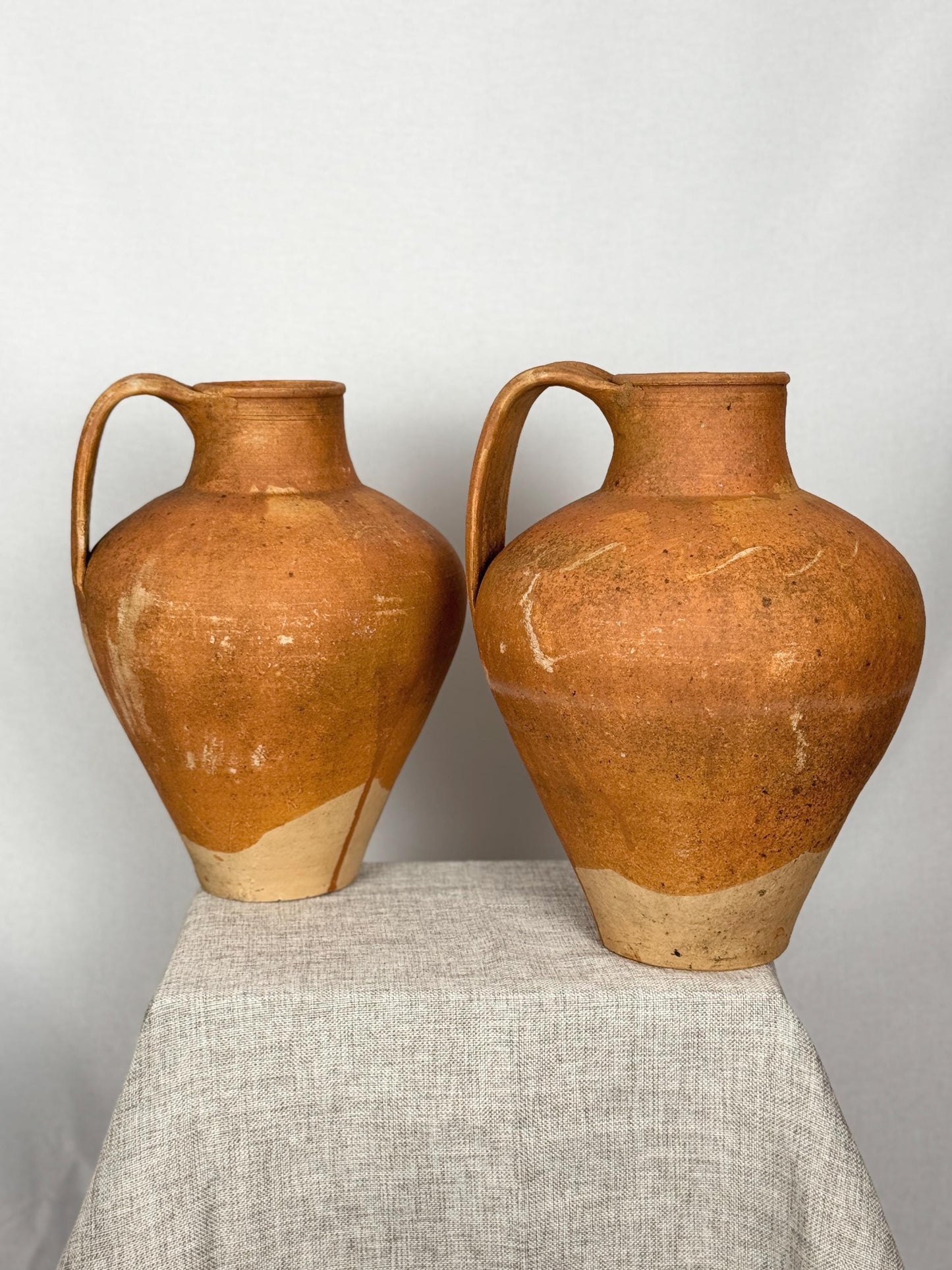 Rustic Terracotta Olive Oil Jug Pair