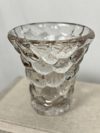 French Art Deco Crystal Vase, Pierre D’Avesn