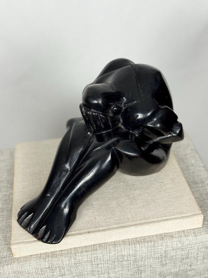 Modernist Weeping Man Wood Sculpture