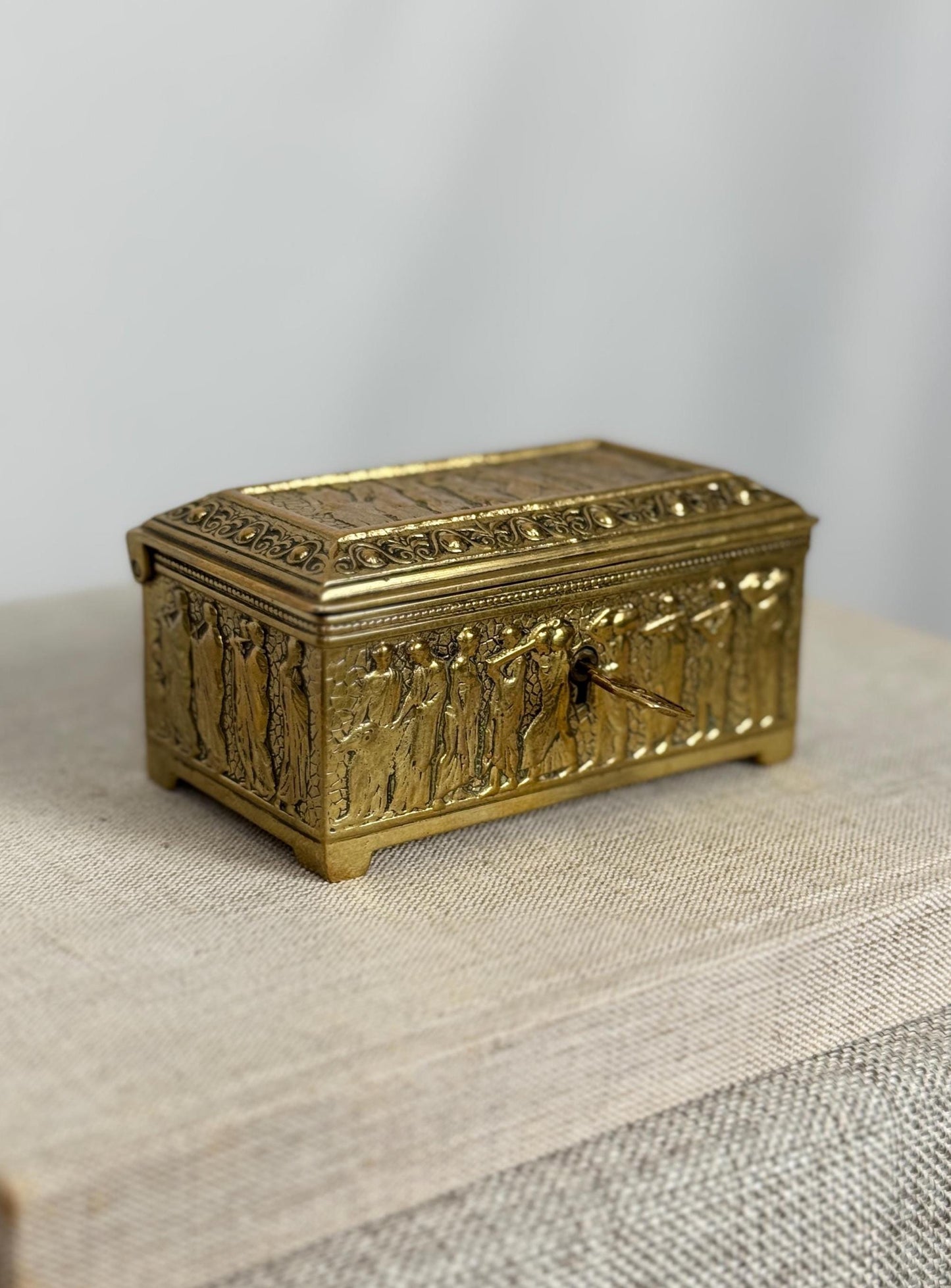 Raulin Dinant Brass Casket Box, 1950s