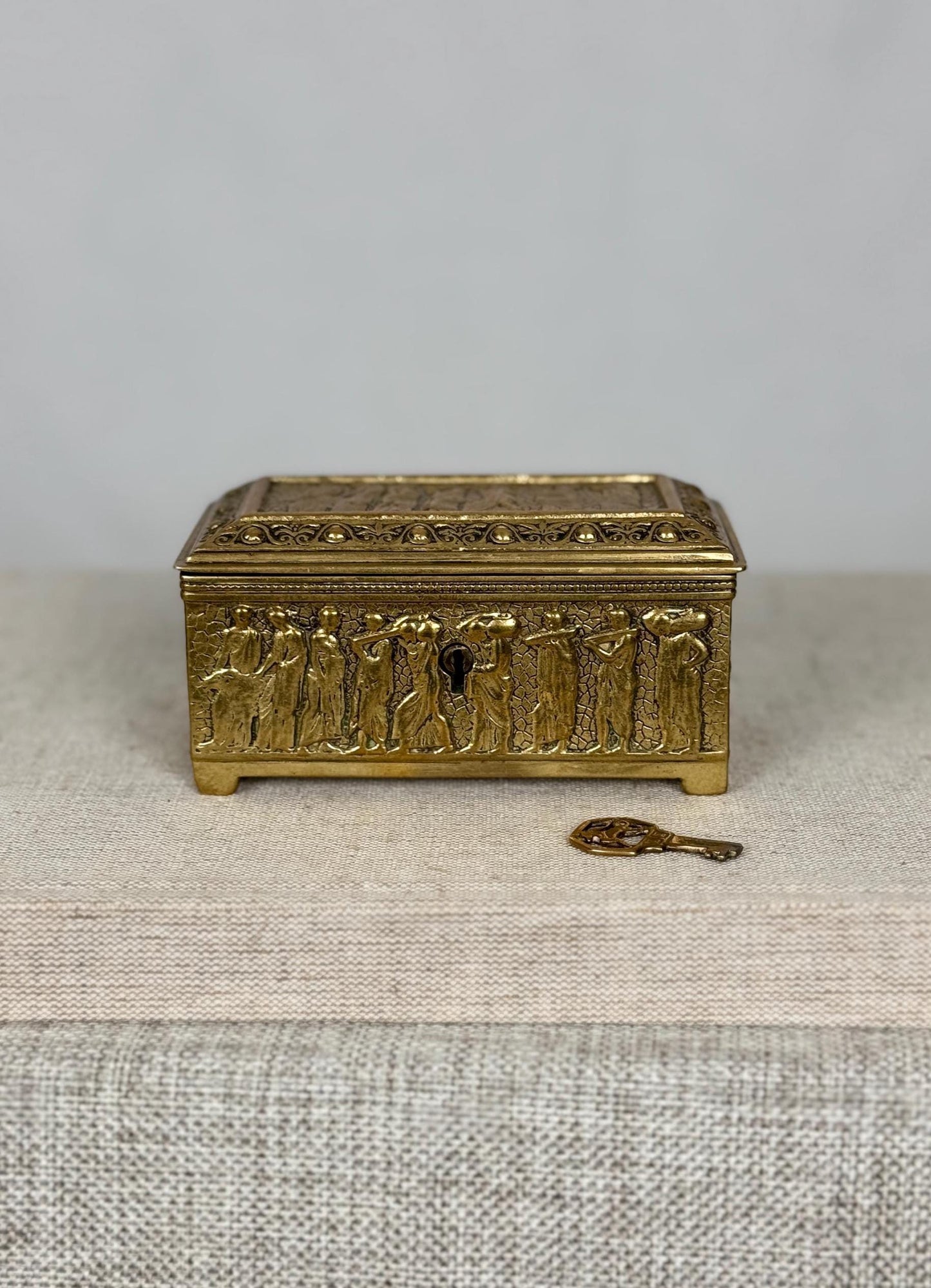 Raulin Dinant Brass Casket Box, 1950s