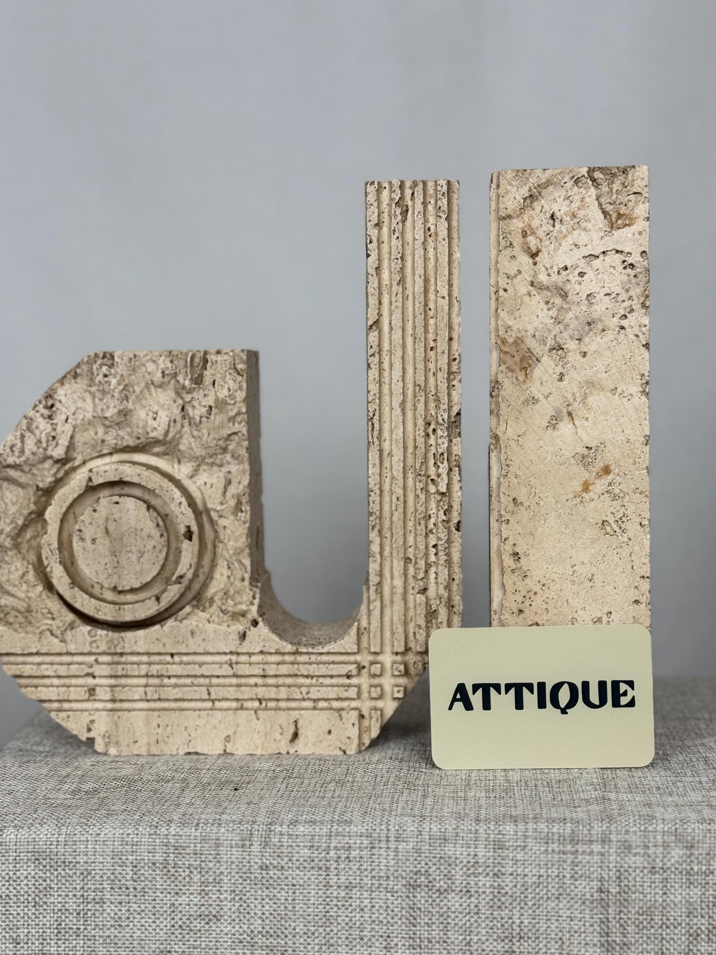 Italian Travertine Candle Holder Pair, Fratelli Mannelli Style