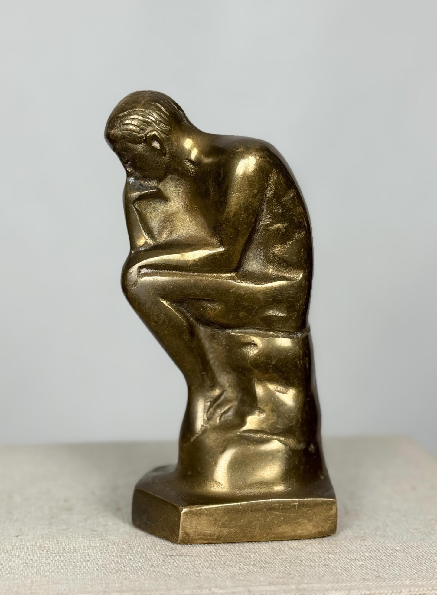 Modernist Brass 'The Thinker' Sculpture