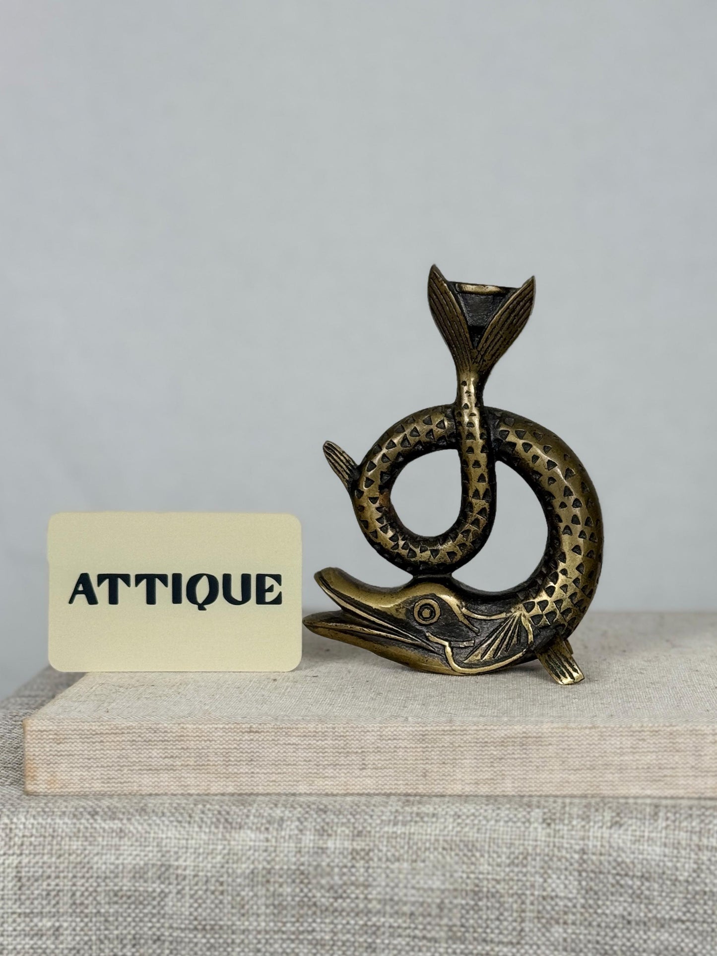 1950s French Bronze Sea Serpent Candlestick | Sculptural Candle Holder