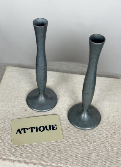 Scandinavian Pewter Bud Vase Pair