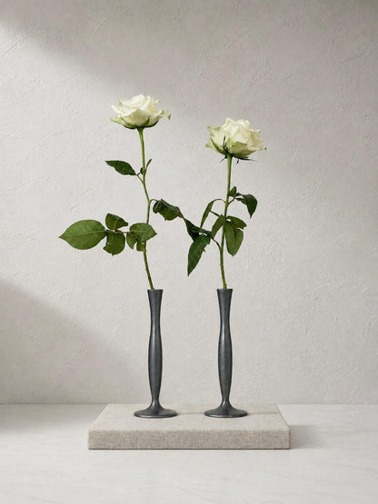 Scandinavian Pewter Bud Vase Pair