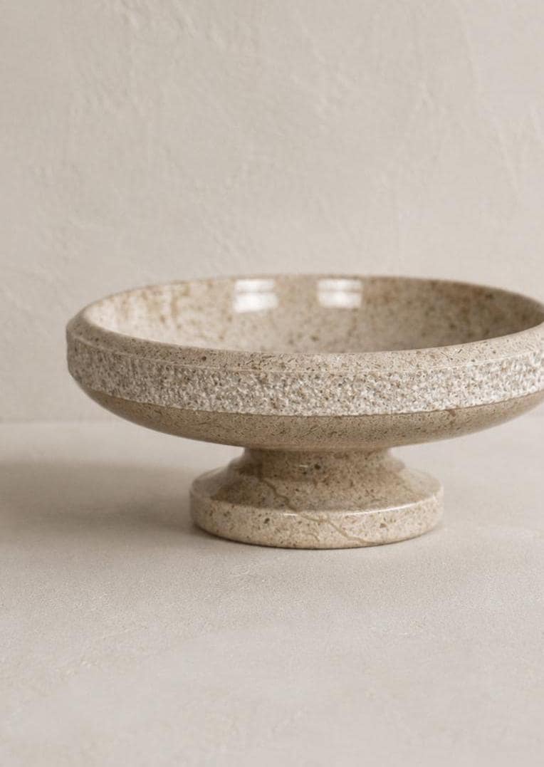 Limestone Pedestal Bowl | Stone Catchall Dish | Stone Vide Poche