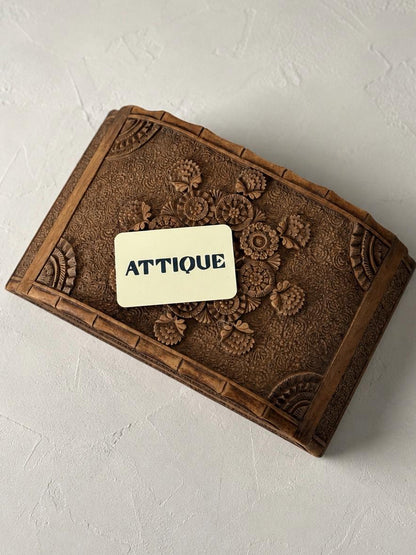 1940s Carved Wood Cigar Box