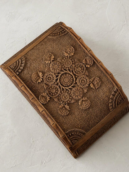 1940s Carved Wood Cigar Box
