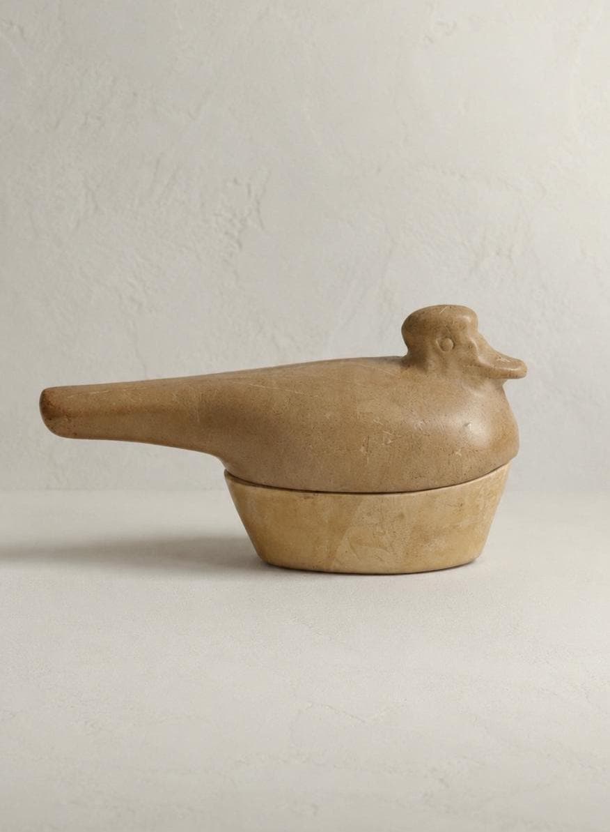 Soapstone Bird Trinket Box | Carved Stone Jewellery Box | Mid Century Decorative Box | Sculptural Stone Decor