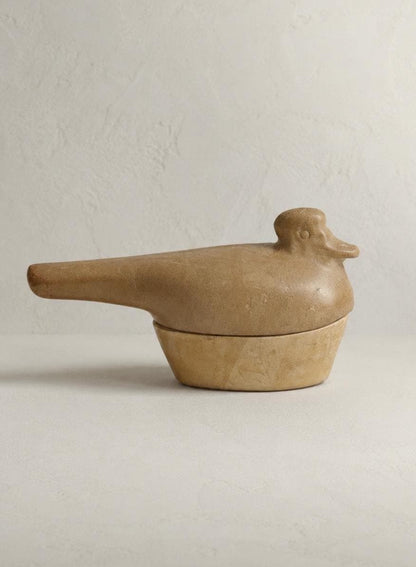Carved Soapstone Bird Lidded Box