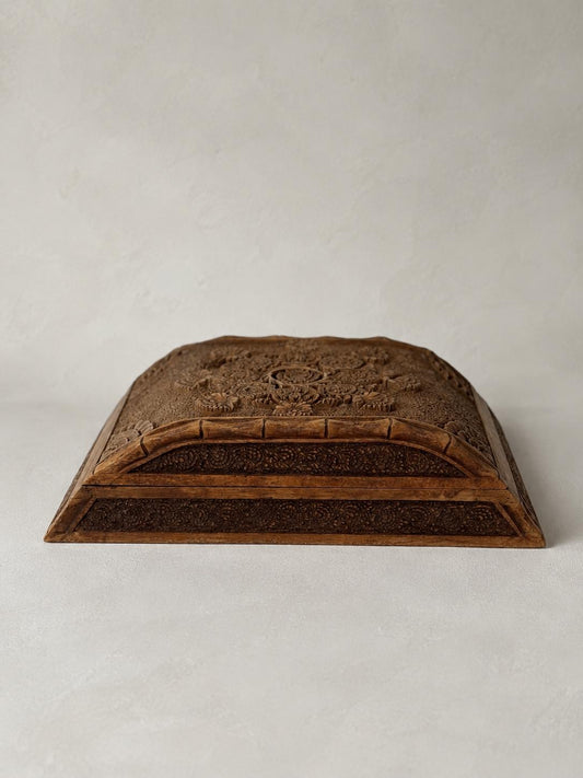 1940s Carved Wood Cigar Box